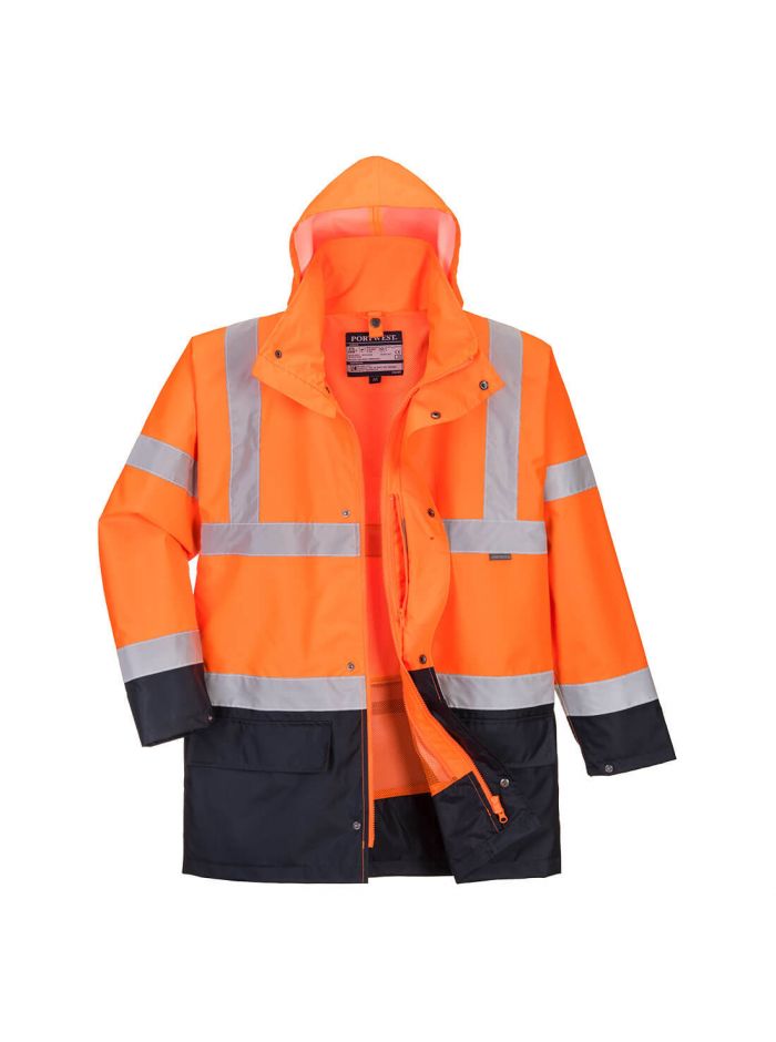 Warnschutz 5-in-1 Kontrast Jacke Essential , 4XL, R, Orange/Marine