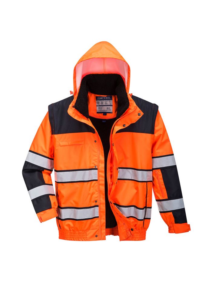 Warnschutz 3-in-1 Kontrast Winter Pilotjacke , 4XL, R, Orange/Schwarz