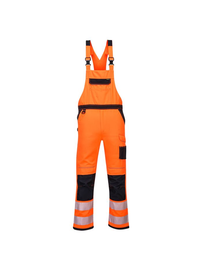 PW3 Warnschutz-Latzhose, L, R, Orange/Schwarz