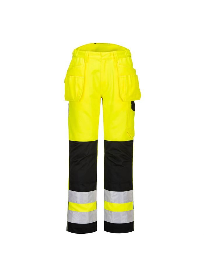 PW2 warnschutz-bundhose mit holstertaschen, 28, R, Gelb/Schwarz
