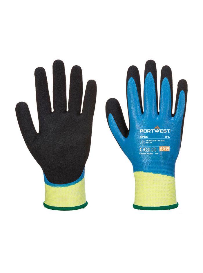 Aqua Pro Schnittschutzhandschuh, L, R, Blau/Schwarz