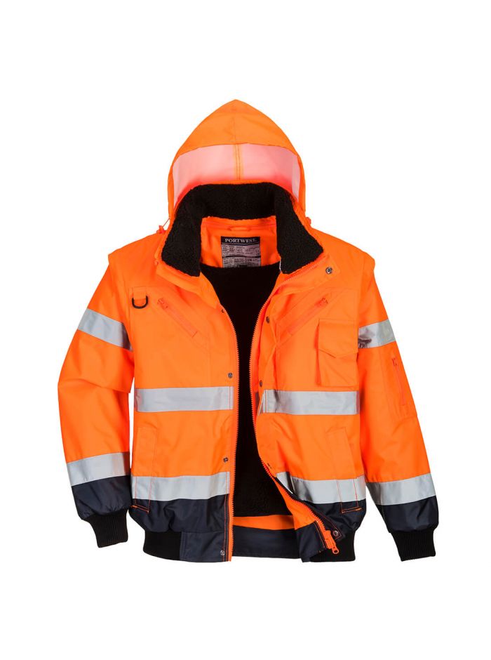 Warnschutz 3-in-1 Kontrast Pilotjacke , 4XL, R, Orange/Marine