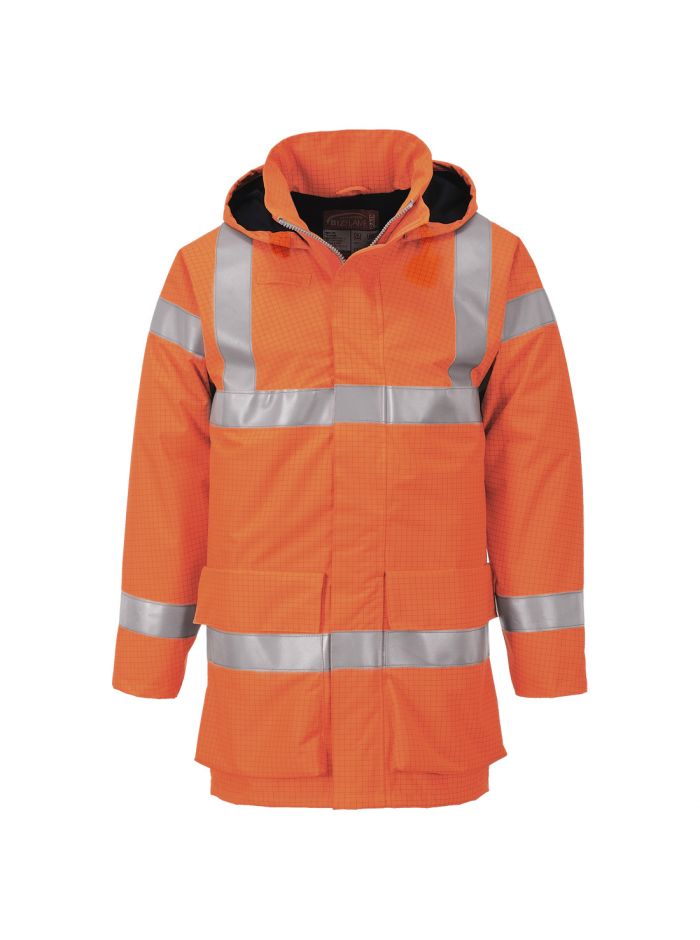 Bizflame Rain leichte Warnschutz Multinorm Jacke, L, R, Orange