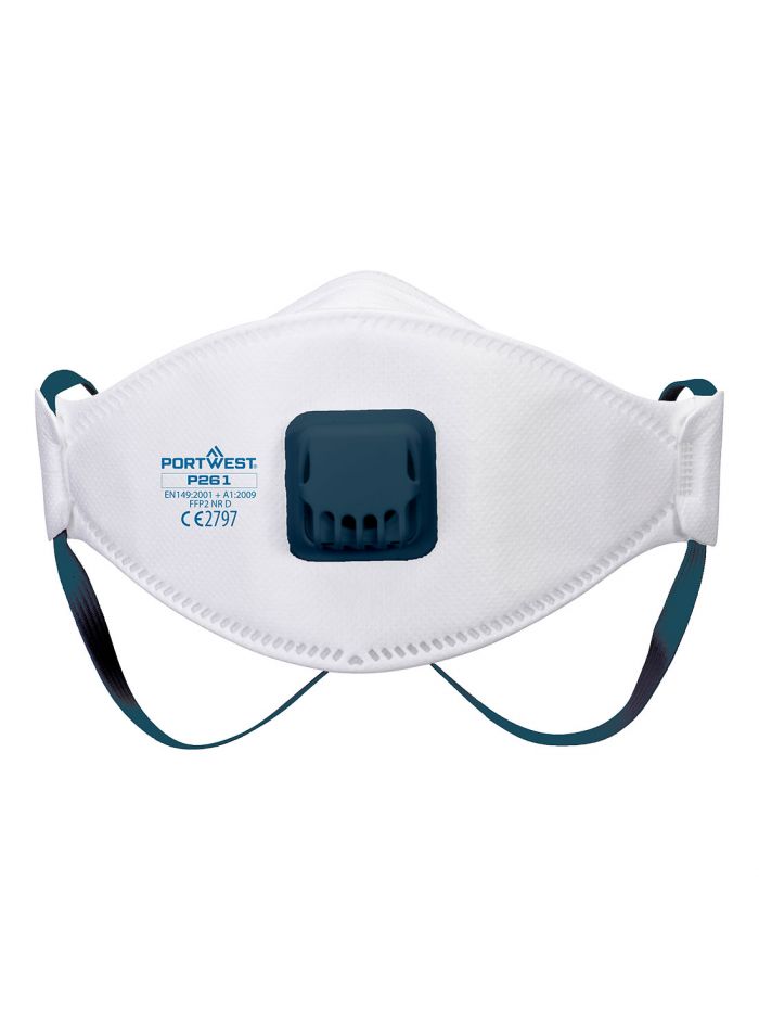 Dreifach gefaltete Dolomit-Atemschutzmaske mit Ventil, FFP2 (10er-Pack), , R, Weiss