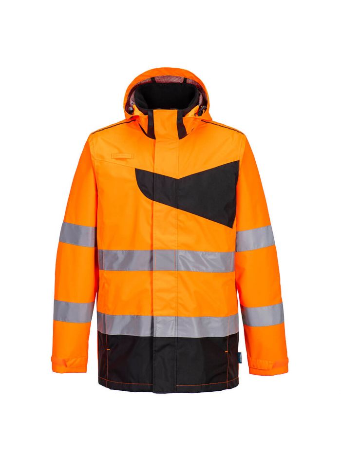 PW2 Warnschutz Regenjacke, 4XL, R, Orange/Schwarz