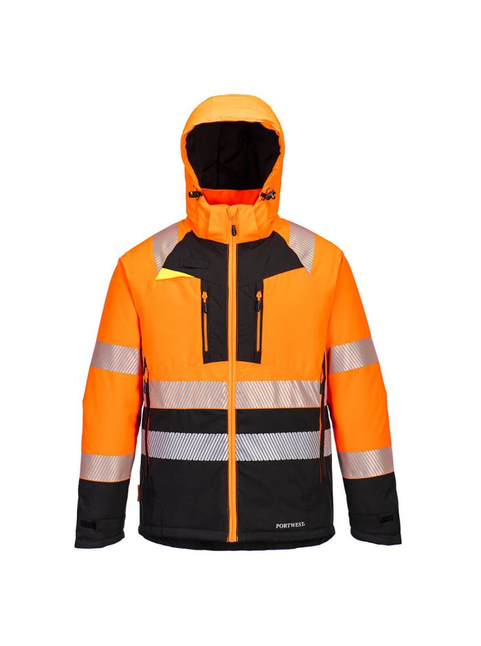 DX4 Warnschutzklasse 2 Winterjacke, 4XL, R, Orange/Schwarz