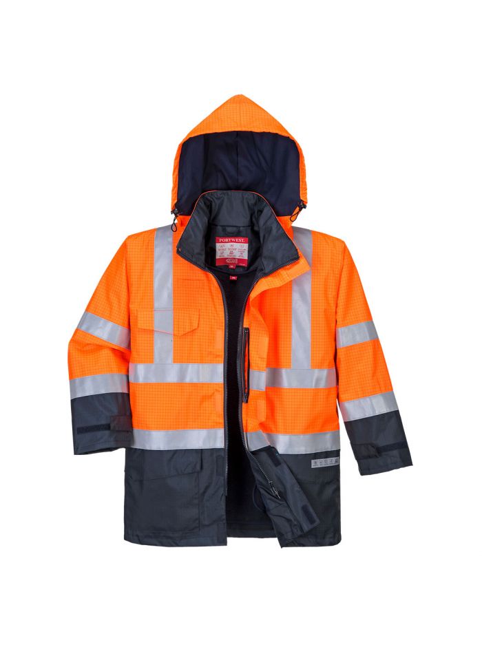 Bizflame Rain Warnschutz Multinorm Jacke, L, R, Orange/Marine