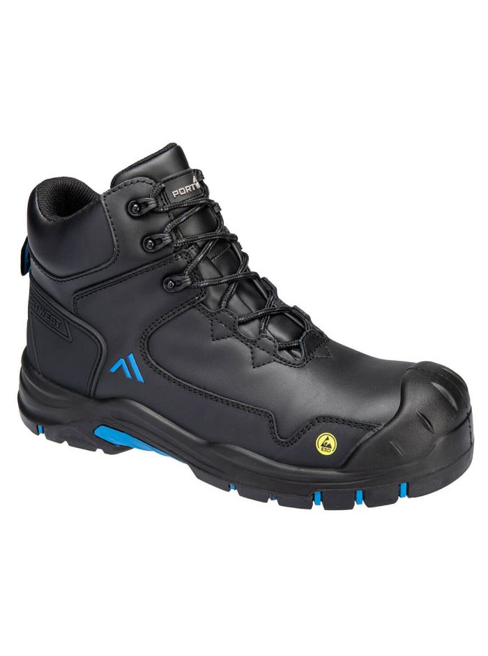 Apex Composite Mid Stiefel S3S ESD HRO SR SC FO, 37, B, Schwarz/Blau