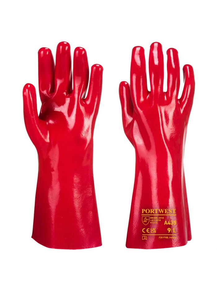 PVC-Handschuh 35cm Stulpe, XL, R, Rot