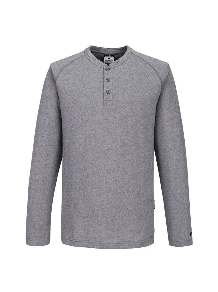 KA3 Henley Top, L, R, Zoom Grau