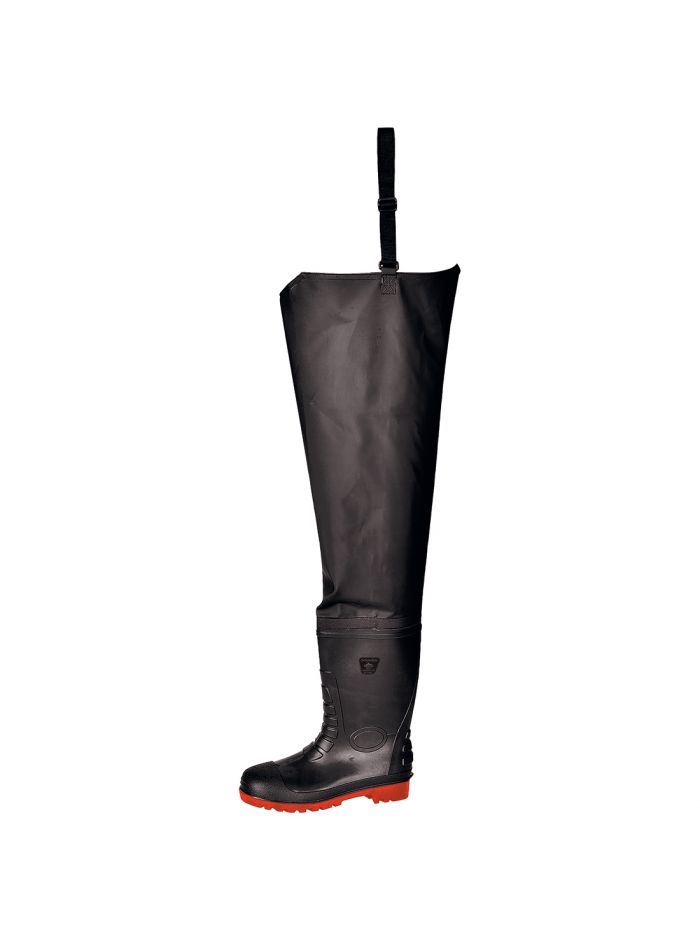 Sicherheits Hüft-Watstiefel S5, 37, R, Schwarz