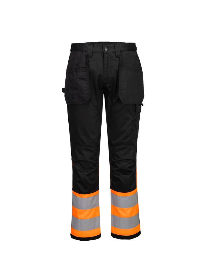 WX2 Eco Class1 Pocket Trousers, 28, R, Orange/Schwarz