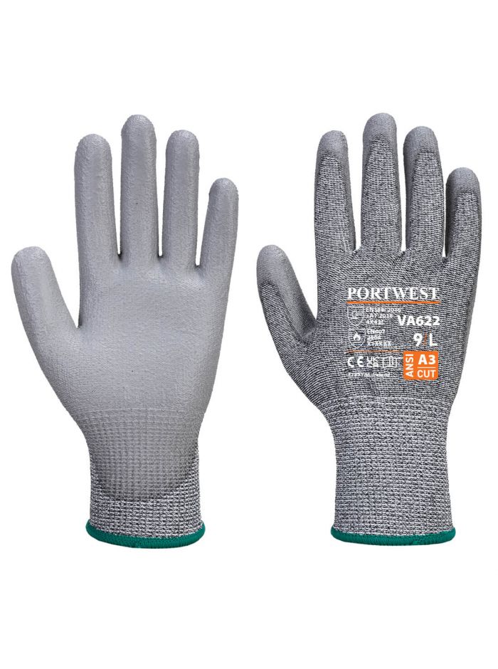 MR Cut PU Palm Handschuh für Verkaufsautomaten, L, R, Grau