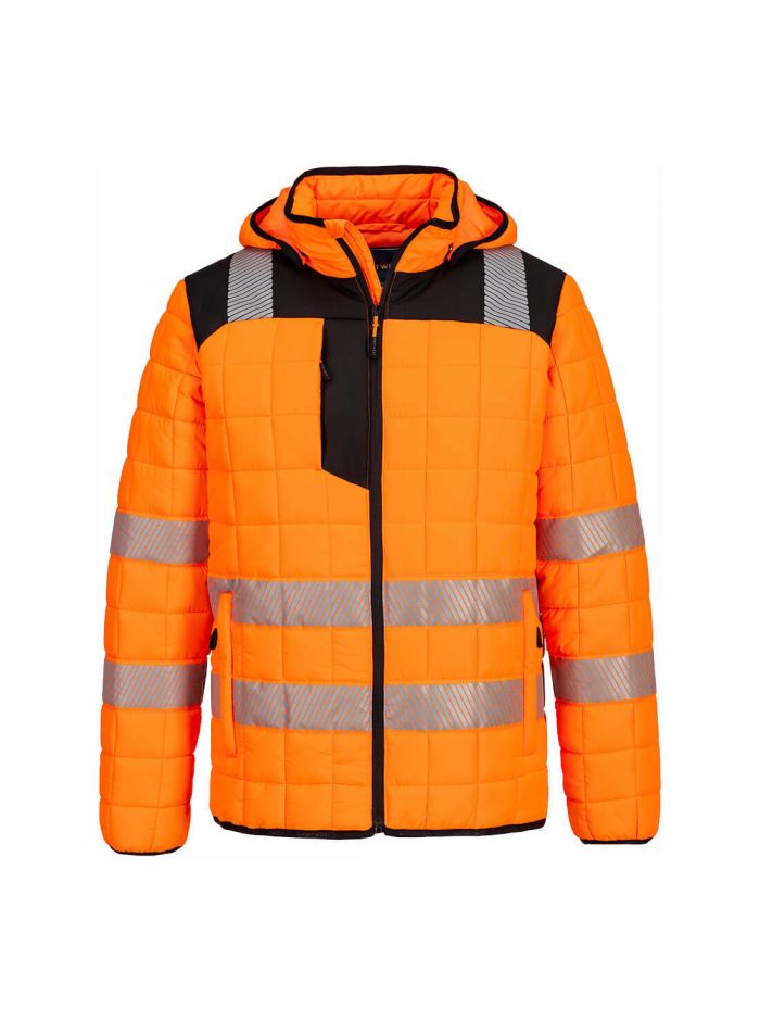 PW3 Hi-Vis quadratisch gesteppte Jacke, 4XL, R, Orange/Schwarz