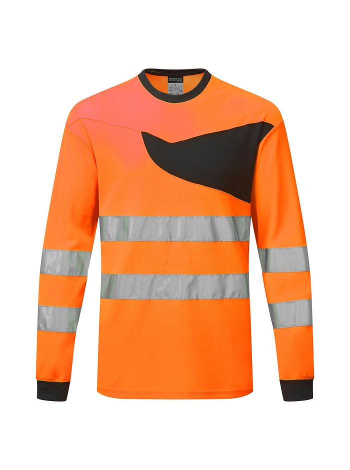 PW 2 Warnschutz T-Shirt langarm, 4XL, R, Orange/Schwarz