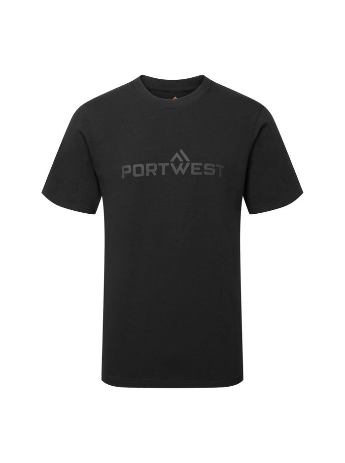 Portwest Baumwoll T-Shirt kurzarm, 4XL, R, Schwarz