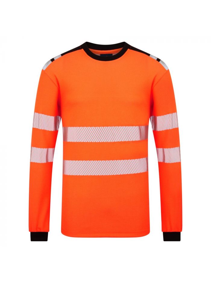 PW3 Modaflame Knit HVO FR T-Shirt Langarm, L, R, Orange/Schwarz