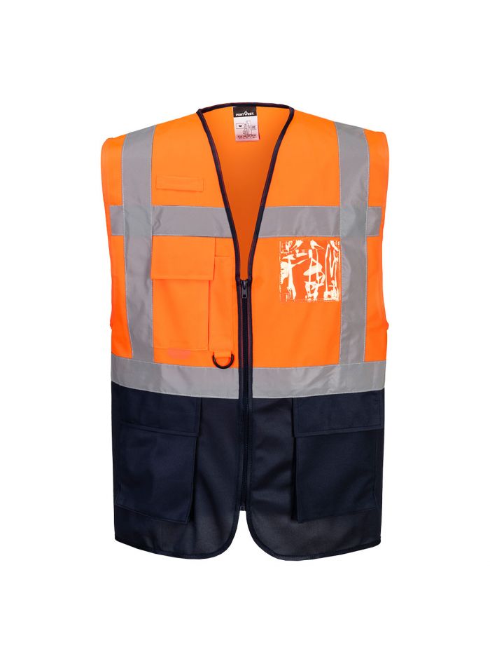 ES1 Essential Contrast Vest, 4XL, R, Orange/Marine
