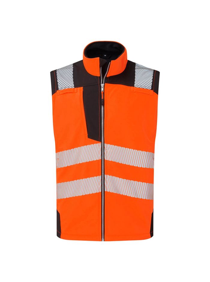 Warnschutz-Softshell-Weste (3L), 4XL, R, Orange/Schwarz