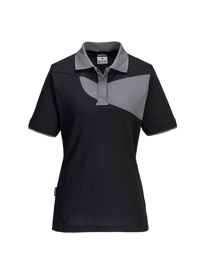 PW2 Poloshirt für Damen, L, R, Schwarz/ZoomGrau