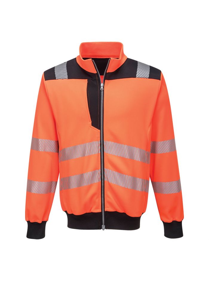 PW3 Warnschutz Sweatjacke, 4XL, R, Orange/Schwarz