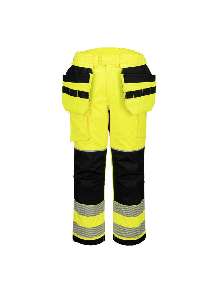 PW3 FR Modaflame Rain+ Hi-Vis Winter Holster Trousers , L, R, Gelb/Schwarz