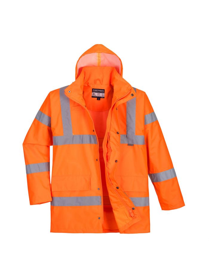 Warnschutz atmungsaktive  Regen Verkehrsjacke, L, R, Orange