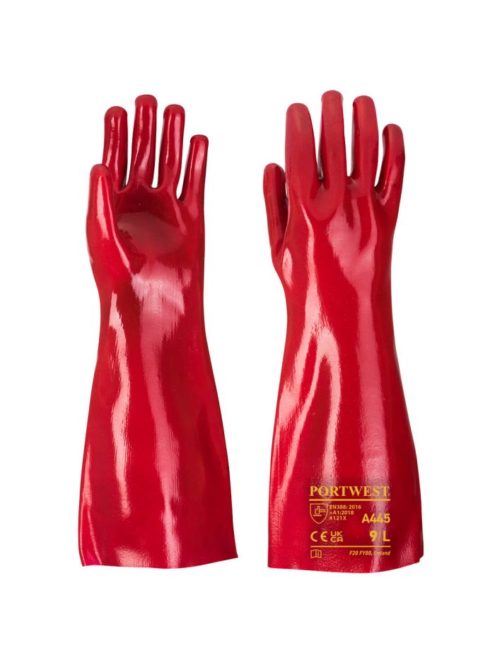 PVC-Handschuh 45cm Stulpe, XL, R, Rot