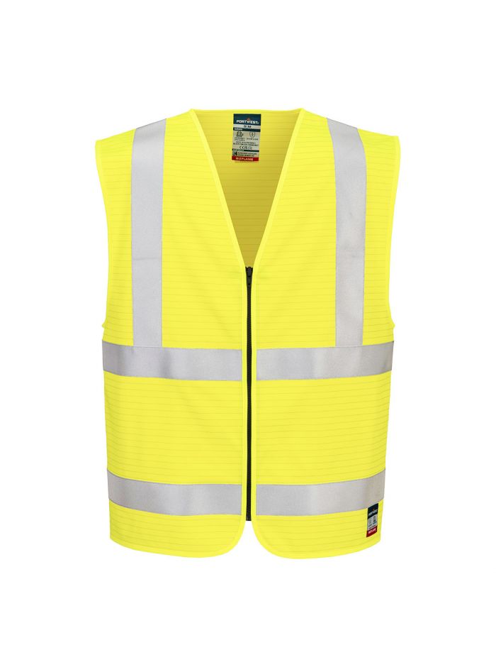 Bizflame Hi-Vis FR Weste mit Reißverschluss, L/XL, R, Gelb