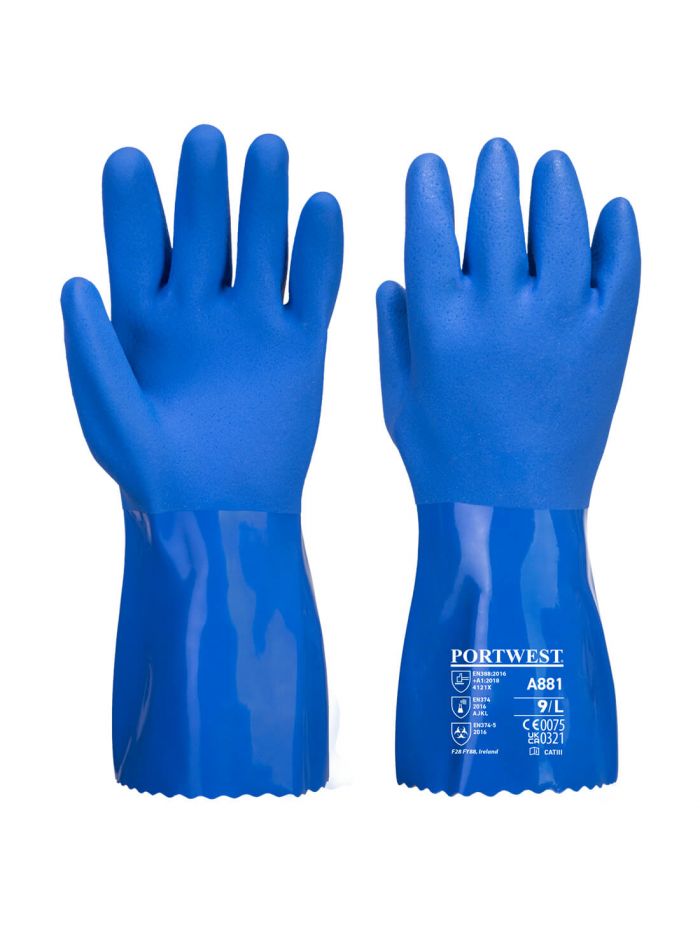 Blauer PVC Chemikalien Schutzhandschuh, L, U, Blau