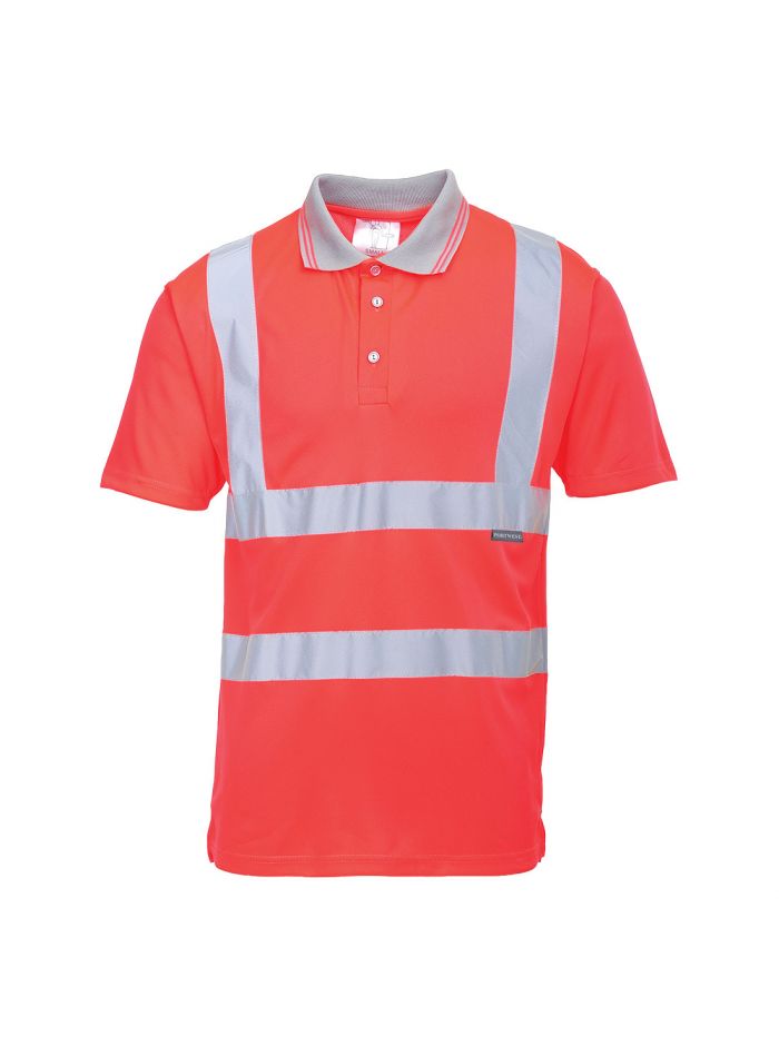 Warnschutz Poloshirt kurzarm , L, R, Rot