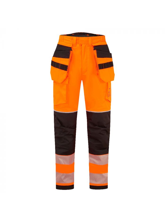 PW3 FR Modaflame Rain+ Hi-Vis Winter Holster Trousers , L, R, Orange/Schwarz