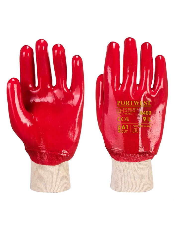 PVC-Strickbund-Handschuh, L, R, Rot