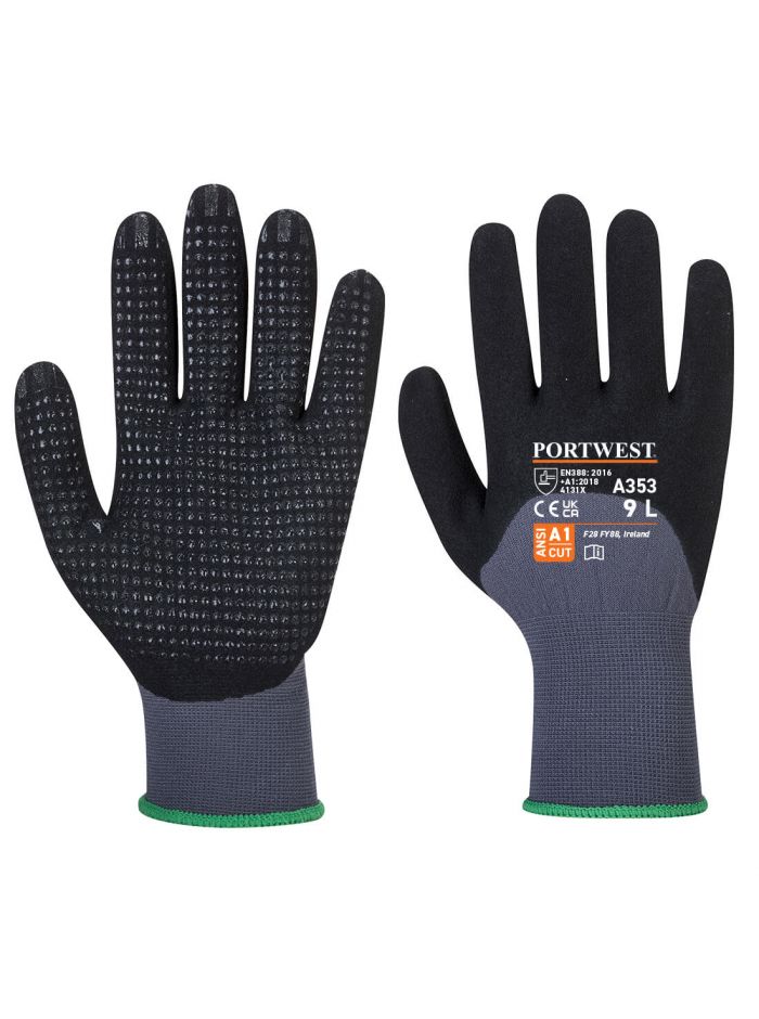 Dermiflex Ultra Plus Handschuh, L, R, Grau/Schwarz