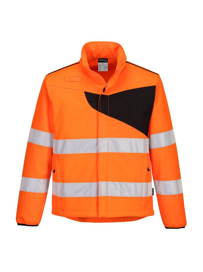 PW2 Warnschutz Softshell-Jacke (2L), 4XL, R, Orange/Schwarz