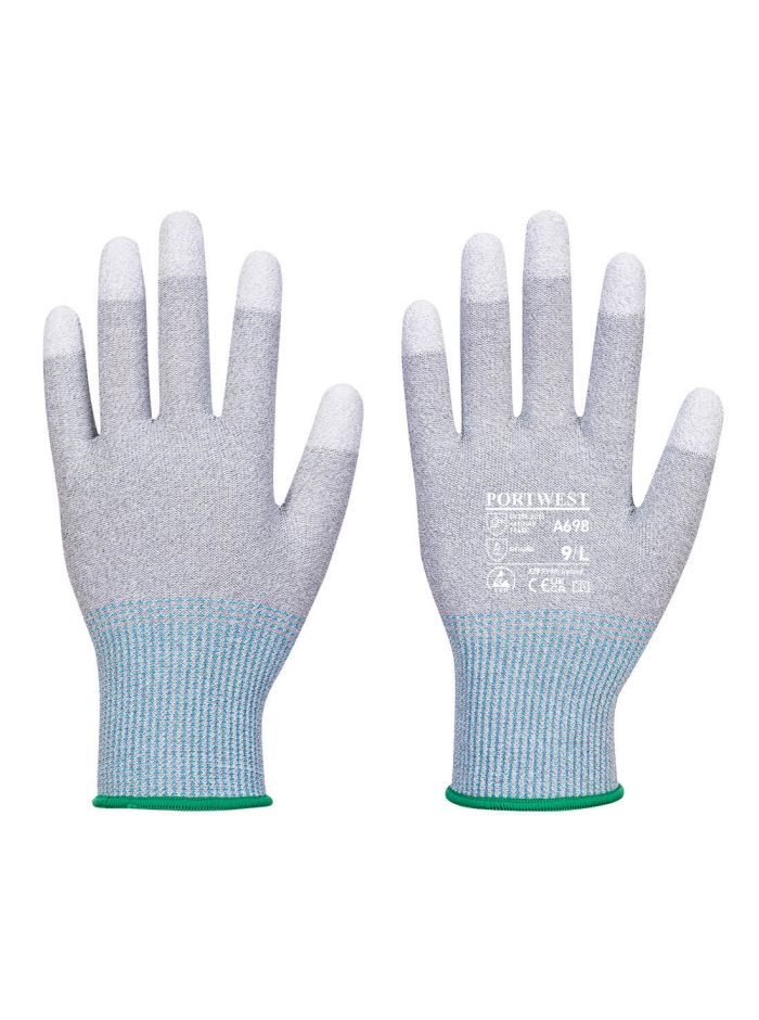 MR13 ESD PU Handschuh - 12er Pack, L, R, Grau/Weiss