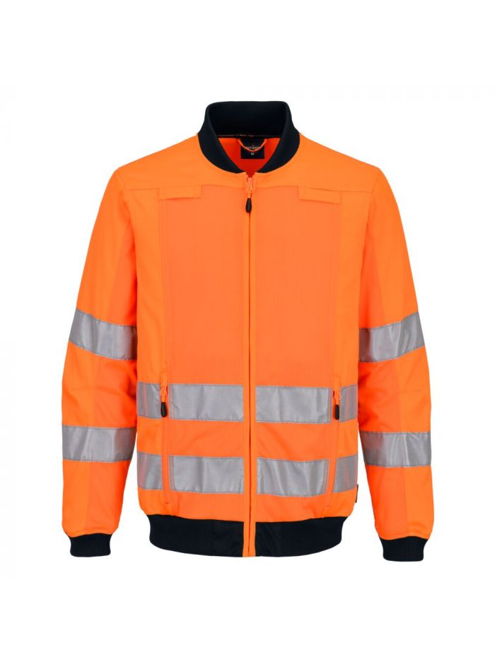 Hi-Vis Work Mesh Panel Jacket, 4XL, R, Orange/Marine