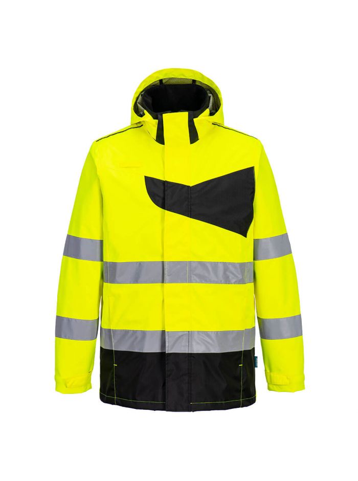 PW2 Warnschutz Regenjacke, 4XL, R, Gelb/Schwarz