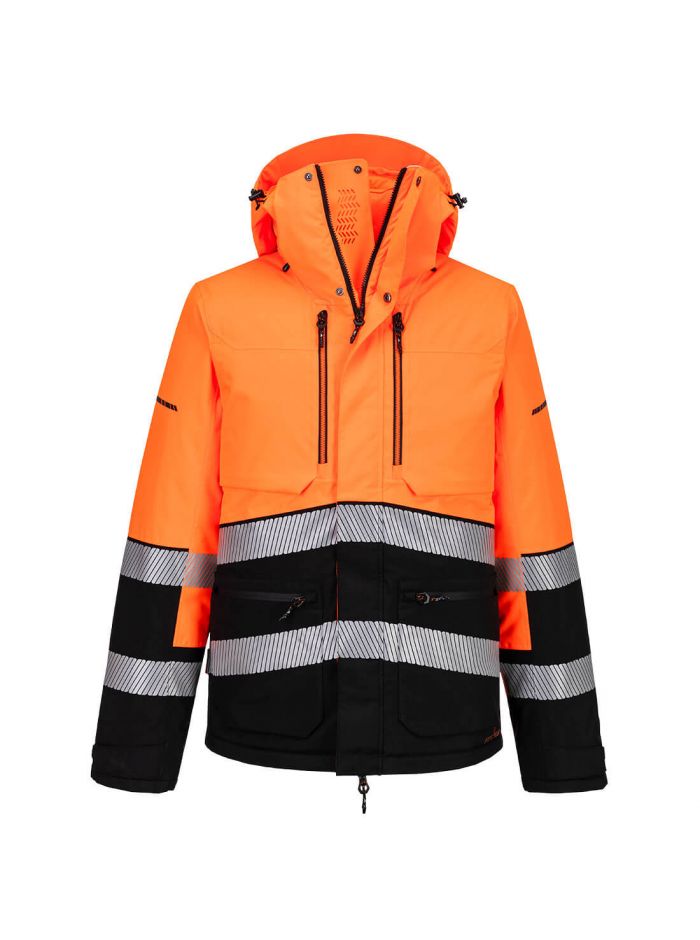 EV4 Hi-Vis Winter Jacke, L, R, Orange/Schwarz