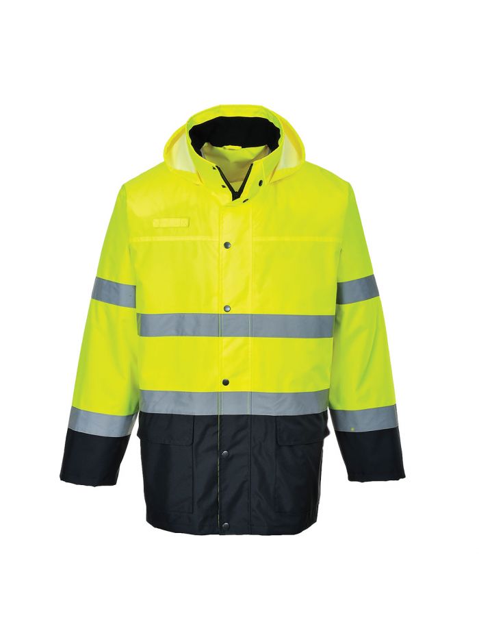 Leichte Warnschutz Kontrast Regen Verkehrsjacke , L, R, Gelb/Marine