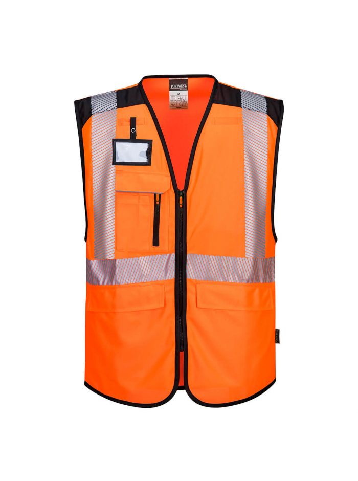 PW3 Warnschutz Exekutiv Weste , 4XL, R, Orange/Schwarz