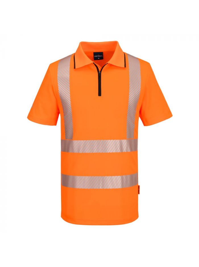 KX3 Sport Hi-Vis Polo Shirt mit Reißverschluss kurzarm, 4XL, R, Orange