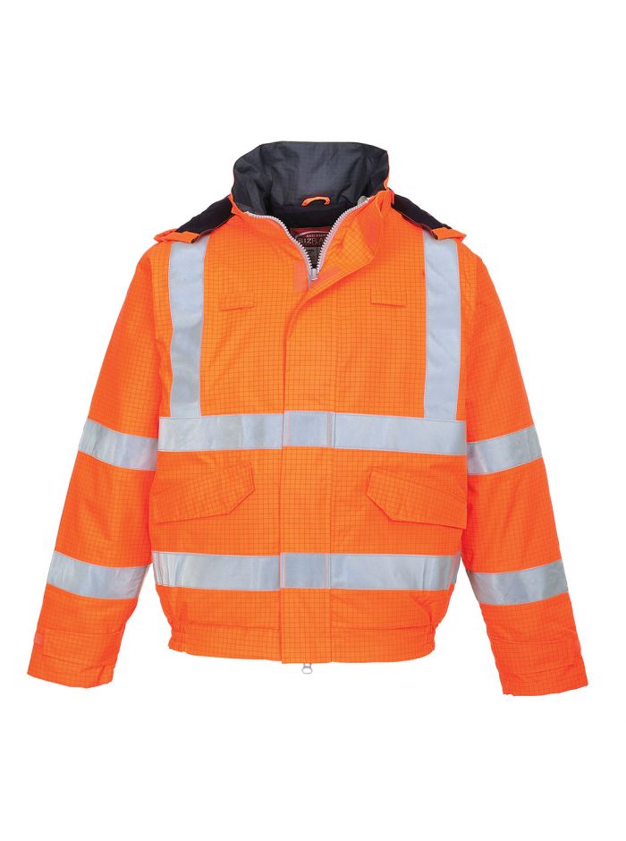 Bizflame Rain Warnschutz Multinorm Pilotjacke antistatisch, 4XL, R, Orange