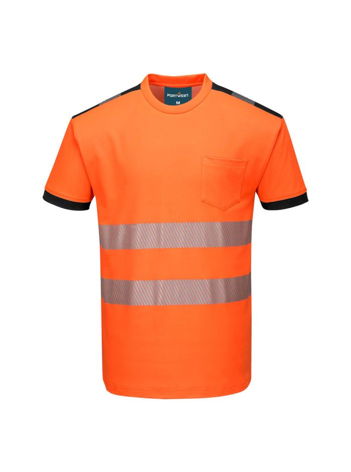 PW3 Hi-Vis T-Shirt S/S, 4XL, R, Orange/Schwarz