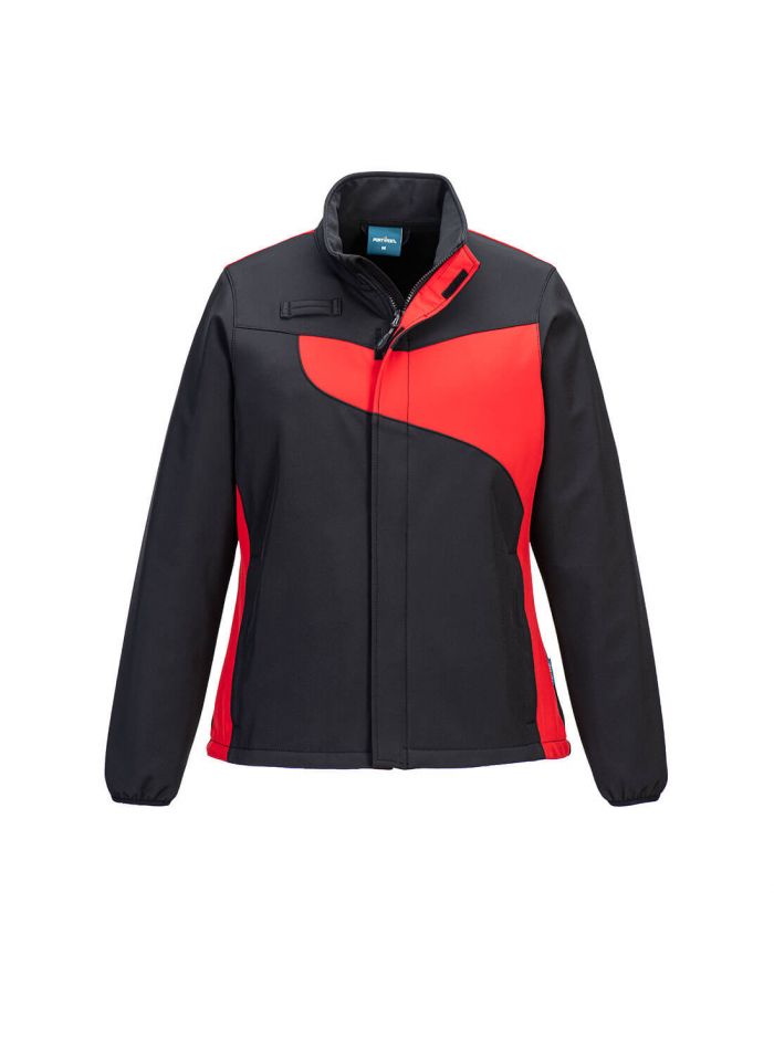 PW2 Softshelljacke für Damen(2L), L, R, Schwarz/rot