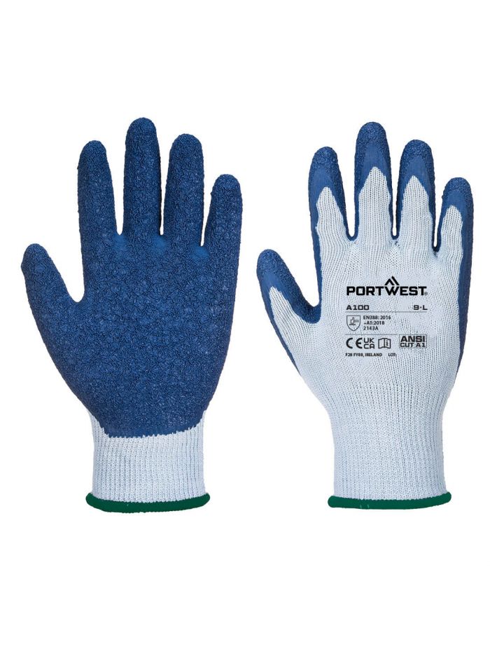 Grip Latex-Handschuh, L, R, Grau/Blau