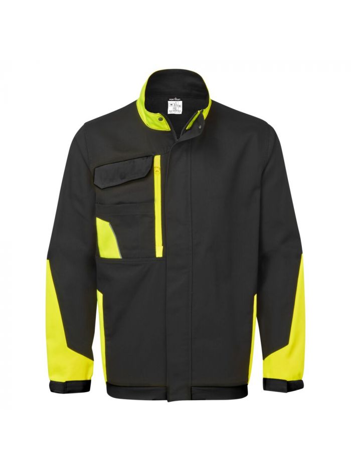 WX1 Leichte Baumwoll - Arbeitsjacke, 4XL, R, Schwarz/Gelb