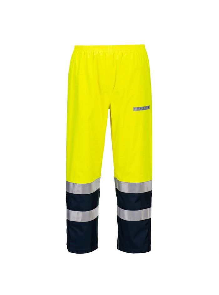 Bizflame Rain+ leichte Warnschutz Bundhose Lichtbogen Schutz, L, R, Gelb/Marine