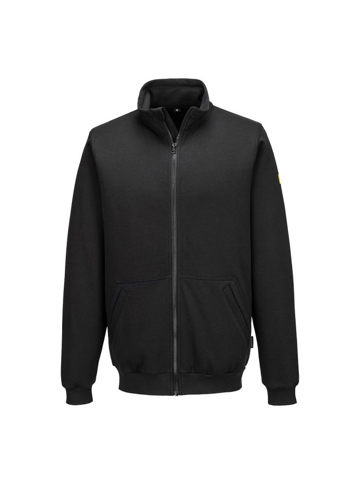 Antistatisches ESD-Sweatshirt mit Reißverschluss, L, R, Schwarz