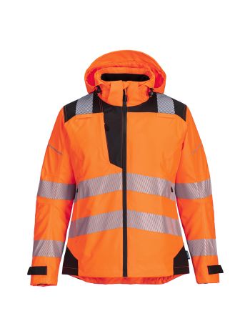 PW3 Warnschutz Regenjacke für Damen, L, R, Orange/Schwarz